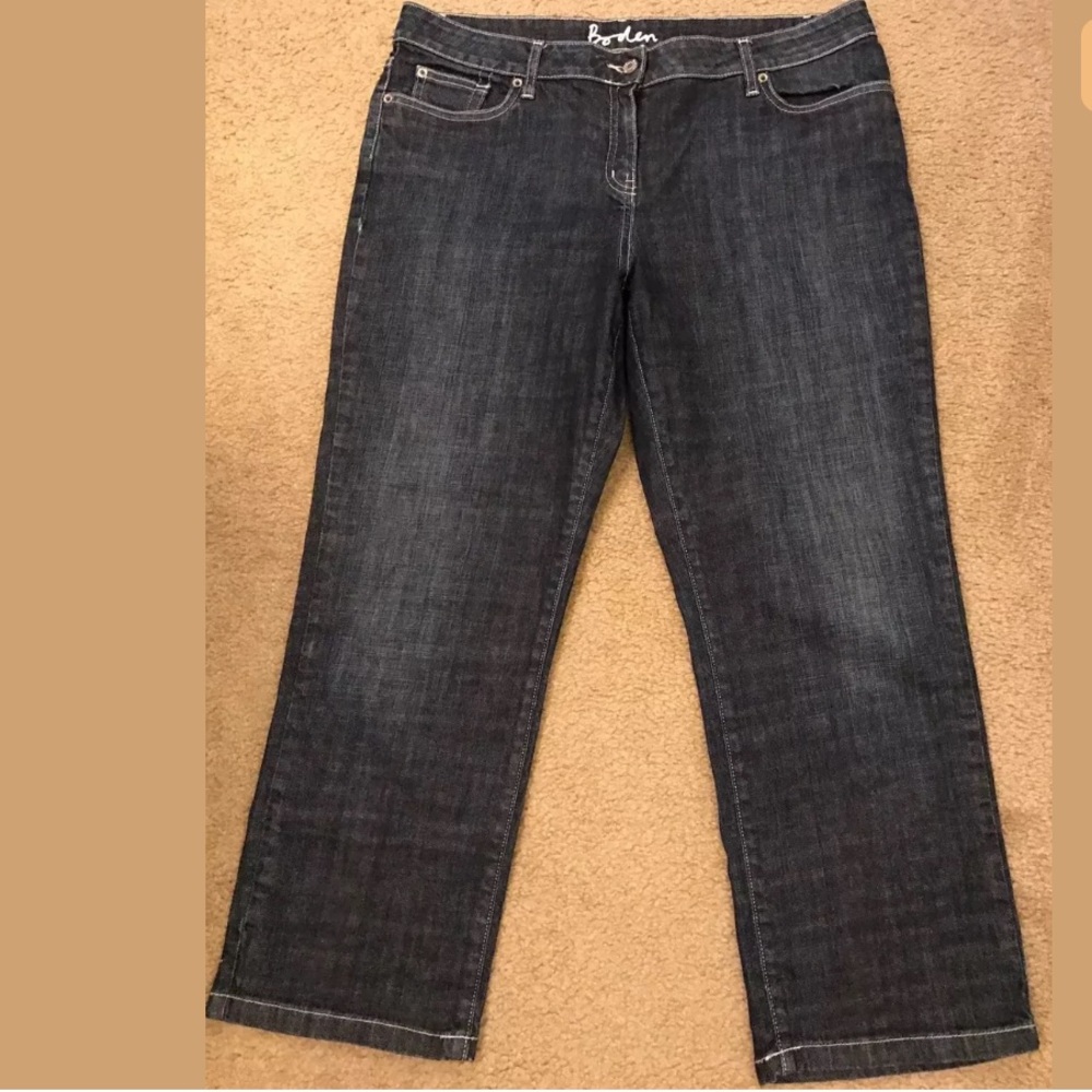 BODEN Cropped Denim Jeans Capri Dark Wash Slim Leg